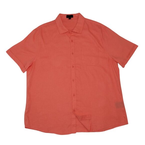Lagascaron Mens XL Coral Linen Blend Short Sleeve Button-Up Shirt. - Picture 5 of 8